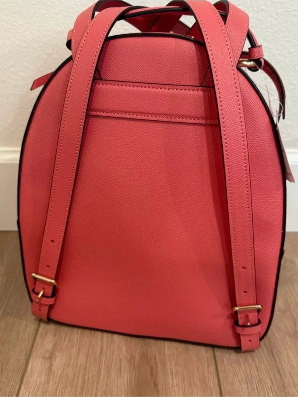 Coach Coral-Pink Leather Mini Backpack with Gold Hardware